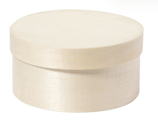 ABEDI 20347 CAJA REDONDA DE PRESENTACIÓN EN MADERA NATURAL CON TAPA.