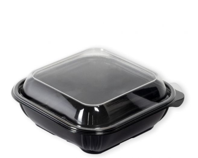 BANDEJA (PET) PARA ENSALADA CUADRADA CON TAPA 19.50 ONZAS