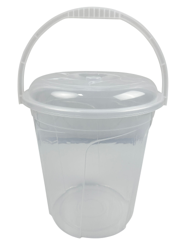 CUBETA TRANSPARENTE CON TAPA 20L