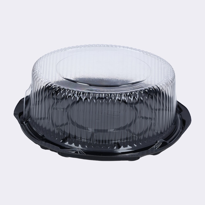 BANDEJA CLEAR REDONDA 8″ CON BASE NEGRA TAPA CLEAR CP-788 (1/100) ANTIFOGGING